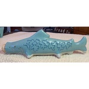 Carl Sheehan Blue Fire Hole Pottery Fish Sculpture Incense Burner Holder 220A
